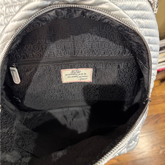 Peace Love World Silver Metallic Backpack - Picture 5 of 12